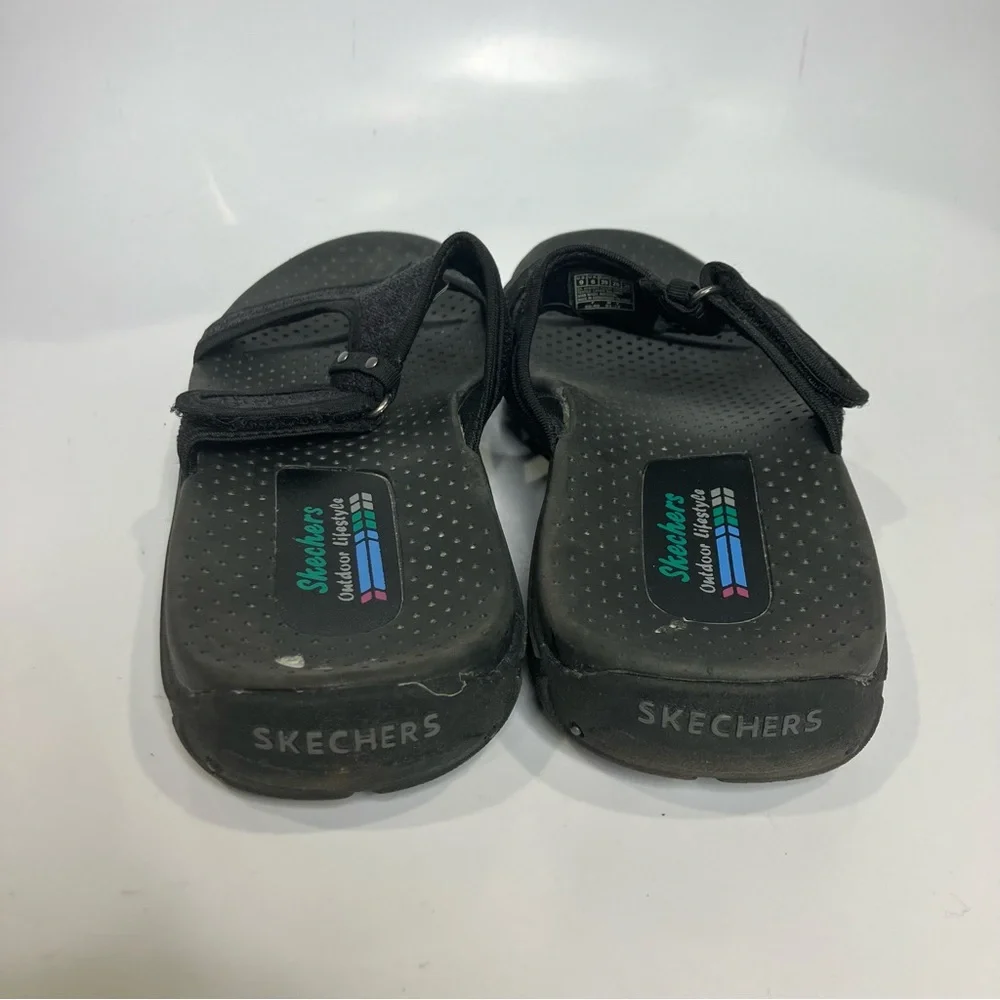 Skechers reggae slip‎ on sandals black casual slides summer women’s size 9